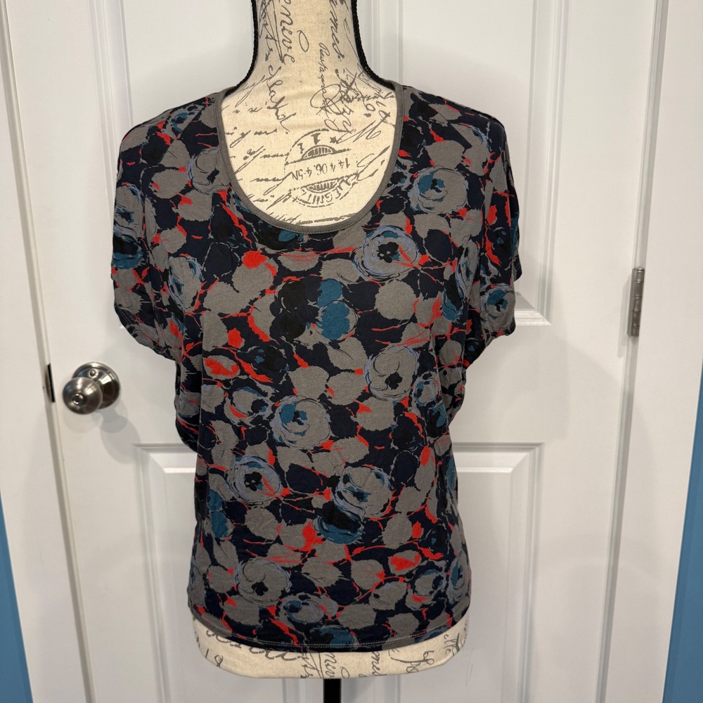 Gap Womens Size XS Floral Scoop Neck Short Sleeve‎ Dolman Blouse